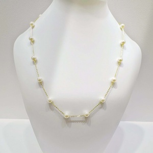 Collier simple en argent sterling 925 plaqué or, bijoux fins, élégant, pour mariage, avec zircon et perles. - Product Image 5