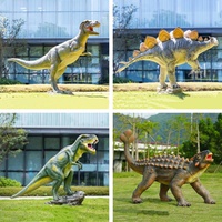 Patung Dinosaurus Kartun Fiberglass Ukuran Asli Tahan Air untuk Dekorasi Lanskap Luar Ruangan Taman dan Museum