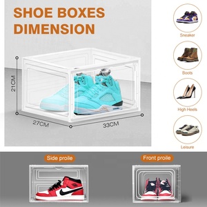 6 pak Sneaker sisi Drop besar, wadah Sneaker sepatu bening dapat ditumpuk, kotak penyimpanan sepatu plastik dapat dilipat dengan tutup magnetik - Product Image 2