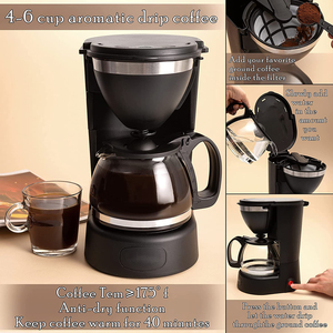 Cafetière goutte-à-goutte à 5 tasses, Machine à café avec <span class=keywords><strong>filtre</strong></span> à café réutilisable et amovible, <span class=keywords><strong>petite</strong></span> cafetière électrique de 25 oz - Product Image 4