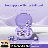 Nouveaux écouteurs Q101 Twins à conduction osseuse avec clip d'oreille, design papillon, autonomie ultra-longue, affichage numérique HD, Type-C