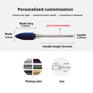 Fraise à ongles ovale Tornado de 6,6 mm, fraise à ongles volcanique 4x, fraise à ongles petite, fraise à ongles en carbure conique 5 en 1, fabriquée en Chine - Product Image 3