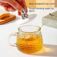 Agent d'achat domestique Tasse à ours Tasse à thé en verre isolé de haute couleur avec couvercle Tasse à petit déjeuner et à eau simples Gros ventre mignon