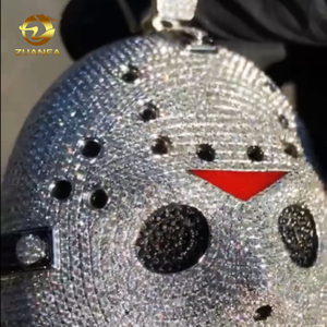 祖安法定制周五第13个主角杰森·沃希斯吊坠VVS莫桑石嘻哈珠宝魅力925银吊坠 - Product Image 5