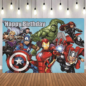 <span class=keywords><strong>Vengadores</strong></span> superhéroe Spider Man <span class=keywords><strong>Banner</strong></span> telón de fondo para niños fiesta Feliz cumpleaños Baby Shower decoraciones - Product Image 1