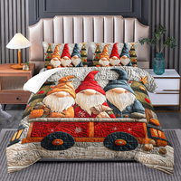 Ensemble de couette pour couple de gnomes de la Saint-Valentin, style rustique champêtre, elfe nain, couette douce en microfibre