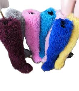 Faux Mongolian Women's Over-the-Knee Peep Toe Faux Fur Boots Winter Summer Warm with Fur Lining - Product Image 1