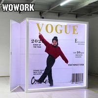 WOWORK Détachable Grand Géant Or Carré en Acier Inoxydable Gazebo Auvent Structure Moderne Toile de Fond pour la Décoration de Fête de Mariage
