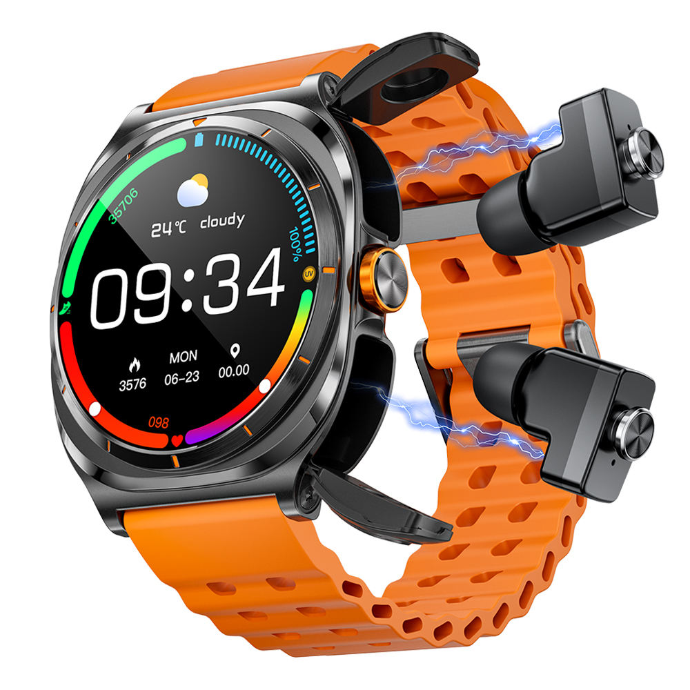 2026 GT98 Sports Smart Watch BT Call 2 in 1 TWS Earphones with Earbuds Health Monitoring Smartwatch Headphones for Men Women