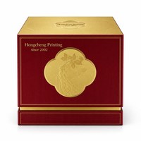 Caixa de Presente Cosmético Rígida de Luxo Personalizada em Vermelho e Dourado com Logo em Relevo e Inserto de EVA Preto