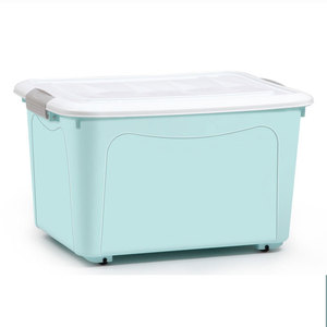 Plastic <b>Storage</b> Box Extra Large Capacity Rectangle <b>Clothes</b> Organizer With Wheels For Dormitory Toy <b>Storage</b> Blue Gray Pink Cream - Product Image 5