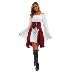 Halloween Adult Women <b>Pirate</b> Shirt Polyester Long Sleeve Waist Tie <b>Top</b> Fancy Dress Costume European Medieval Renaissance Style - Product Image 3