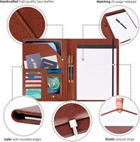 Porte-cartes de poche en faux cuir PU végétalien d'affaires stockage de documents Folio pliable portefeuille presse-papiers dossier avec bloc-notes