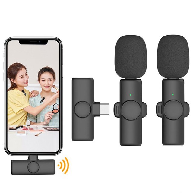 2 in 1 Portable Lapel Wireless Mini Recording Microphone K11 Wireless Lavalier Microphone for Video Recording Vlog