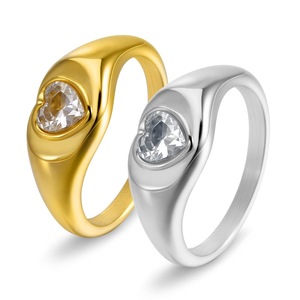 Modischer Zirkon-Ring für Paare, Verlobungsring ohne Ehe, Schmuck aus 316 Edelstahl, Verfärbt sich nicht, Wasserfest, Sofort Lieferbar - Product Image 1