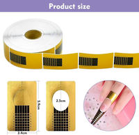 500 Formes d'ongles dorées double face autocollantes avec échelle pour extension de polygel et ongles acryliques