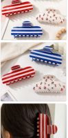 Pince à cheveux en PVC tendance, simple et fraîche, à rayures et blocs de couleur, accessoire quotidien pour femme, pour coiffures décontractées, prix de gros