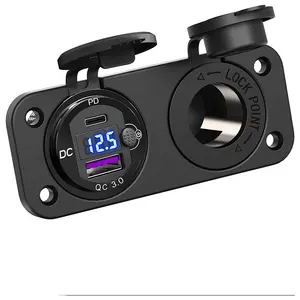 PD 20W USB C Power Switch LED Voltmeter Cigarette Lighter Socket 12 Volt USB Outlet for Marine Boat RV Golf Cart