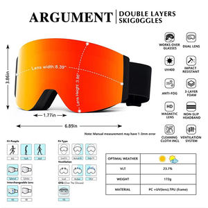 スキーゴーグル取り外し可能スポンジパッドOEMスノーボードメガネフリップアップ機能防霧偏光レンズファッションスノースポーツ安全眼鏡 - Product Image 2