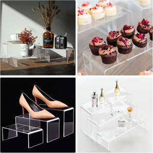 Juego de 6 Soportes de Exhibición Acrílicos Transparentes, Estante de Exhibición de 3 Niveles en Forma de Escalera para Perfumes, Cosméticos, Postres, Organizador para Minoristas - Product Image 4