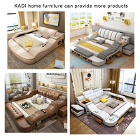 Lit Intelligent au Design Moderne et Table de Chevet, Lit Multifonctionnel, Cadre de Lit King Size, Meuble de Chambre Intelligent, Mobilier de Maison