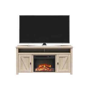 QSZEN 60 pouces meuble <span class=keywords><strong>TV</strong></span> avec cheminée électrique 23 pouces Style moderne bois et matière plastique <span class=keywords><strong>pour</strong></span> RV salon salle à manger - Product Image 2