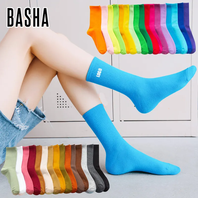BASHAsports Alta qualidade crew designer algodão tornozelo mulheres logotipo unisex compressão esportes grip personalizado meias & meias