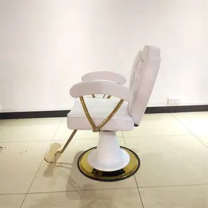 Siman 2024 white silver round base barbershop hairdresser furniture set styling mirror station make up hair chair in los angeles