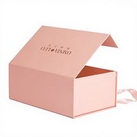 Boîte cadeau rigide à couvercle à charnière rose, écologique, imperméable, recyclable, haut de gamme, personnalisée, pour l'emballage de cosmétiques et de cadeaux pour femmes