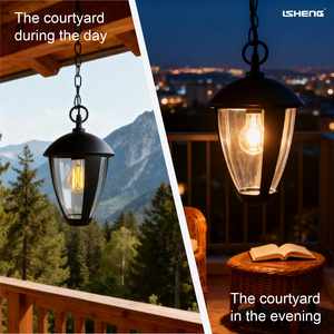 Đèn thả trần sân vườn chất liệu nhựa, chụp đèn thủy tinh đen bán chạy nhất của nhà sản xuất, chân đèn LED <span class=keywords><strong>E27</strong></span>, đạt chuẩn IP44 - Product Image 4