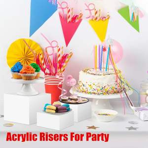 Exhibidores de Acrílico Blanco en Forma de Cubo - Cajas Elevadoras Ecológicas y Juego de Cubos para Presentación de Buffet y Postres en Bodas - Product Image 2