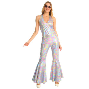 Mono Metálico Brillante Retro para Mujer, Traje de Discoteca Años 70, Disfraz para Fiesta de Halloween, Cosplay, Actuación - Product Image 3