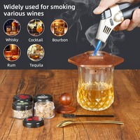 Kit de fumage portable 4-en-1 pour copeaux de bois, infuseur à fumée, kit de fumage pour cocktails avec torche, accessoire de bar pour le camping et la randonnée