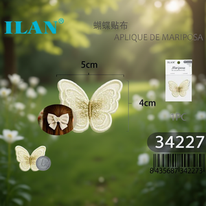 Aplique de Mariposa Ilan de 5x4cm, Accesorio para el Cabello Bordado, Adorno Nupcial para la Cabeza - Product Image 3