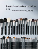 DailyQueen Ensemble de 42 pinceaux de luxe BB avec strass |   Pinceau éventail à manche en bois avec poils synthétiques doux pour le visage et les yeux, pinceau inclus
