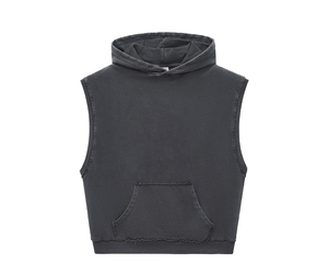 Custom Vintage Boxy Washed 350g Heavyweight 100% Cotton Solid Plain Blank Oversized Pullover <b>Men</b> <b>Sleeveless</b> <b>Hoodies</b> Autumn - Product Image 1