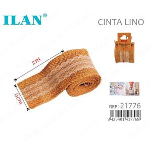 Nastro di Lino Ilan Largo 6 Cm, 2 Metri, Decorativo per Lavori Artigianali - Product Image 1