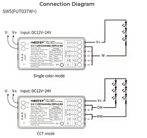 SW5 5 in 1 LEDコントローラー DC12-24V <span class=keywords><strong>2</strong></span>.4G WiFi RFリモートコントローラー - Product Image 6