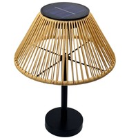 Nouvelle lampe de table LED solaire pour extérieur, éclairage de cour et de maison, veilleuse rechargeable, ambiance patio et balcon, en rotin tressé