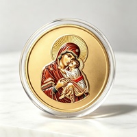 Pièce commémorative plaquée or de la Vierge Marie orthodoxe et de Jésus, médaille souvenir d'icône religieuse
