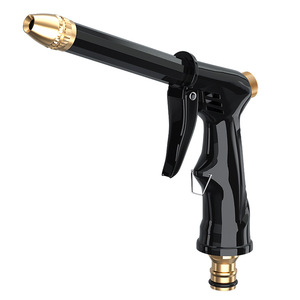 High Pressure <b>Plastic</b> Water Gun Nozzle For Car Washing Garden Watering Tap Water Use Black With Brass Connector - Product Image 1