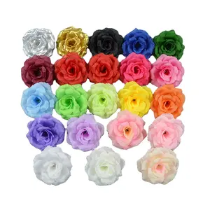 Wholesale Price Artificial Flower Head 3.14 Inches Silk Rose For Wedding Birthday Party Flower Wall Headwear