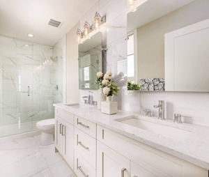 Meuble-lavabo de salle de bain CANA moderne, écologique, peint sur mesure, blanc, style Shaker, avec lavabo sous plan, modulaire, pour projets hôteliers et d'appartements - Product Image 1