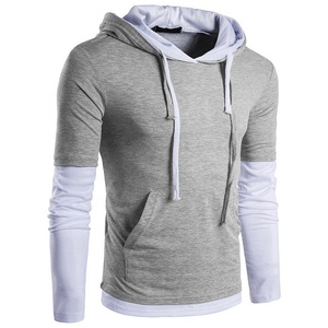 เสื้อฮู้ดสองโทนสำหรับผู้ชายผ้าฟลีซผ้าฝ้ายบุ100% ลายพื้นออกแบบได้ตามที่ต้องการสำหรับฤดูหนาว - Product Image 2