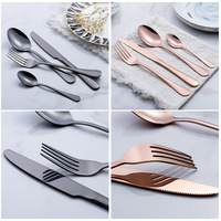 Service de couverts de table occidentaux 24 pièces en acier inoxydable 10/10, finition miroir, plaqué or, style moderne et minimaliste, pour steak