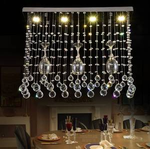 โคมไฟระย้าเพดานทรงขวดไวน์คริสตัลใส สไตล์โมเดิร์น ราคาประหยัด สำหรับห้องอาหาร ทำจากสแตนเลสและแก้วเป่า - Product Image 5