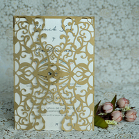 Modèles de cartes d'invitation de mariage élégants, découpées au Laser, 1 pièce, bon marché