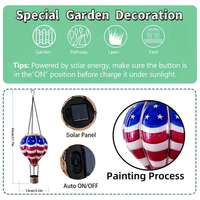Lanterne solaire LED en forme de montgolfière avec éléments du drapeau américain 2026 pour jardin, indice de protection IP65, petite taille