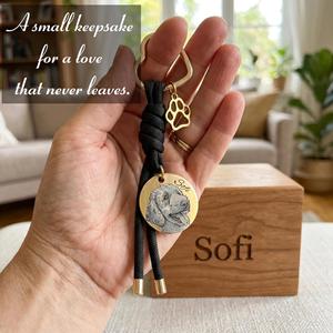 Uionen Stainless Steel Round Tag Keychain Hollow Dog Paw Pet Memorial Pendant Gold Round Tag Backpack <b>Charm</b> Pet <b>Keyring</b> - Product Image 1