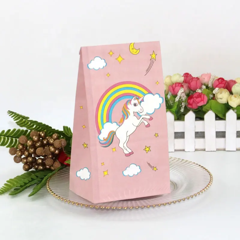 DAMAI bébé douche thème fête licorne boîte à bonbons sacs à gâteaux avec autocollant fête Cookie pop-corn boîte pour enfants fille